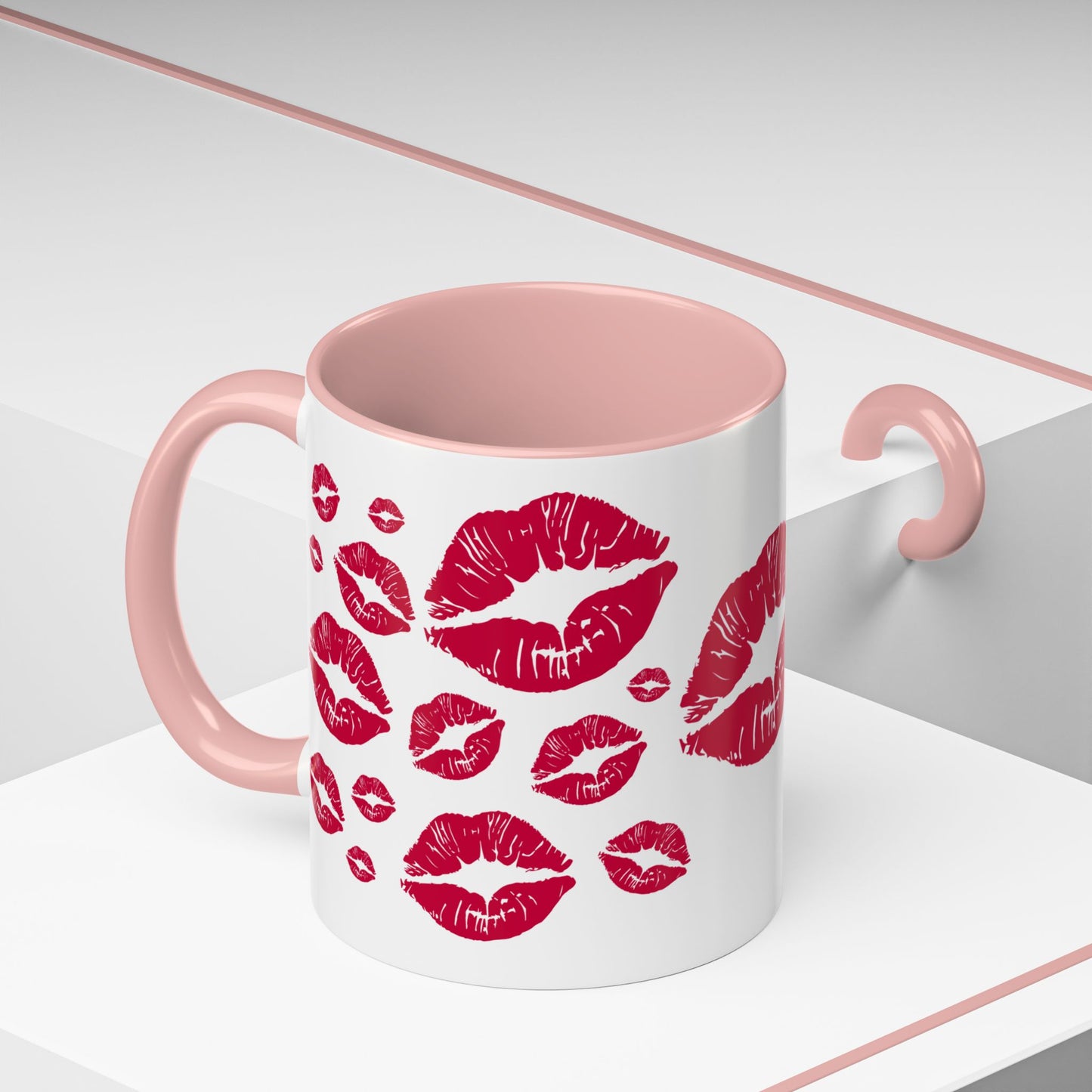Kiss Mark Accent Coffee Mug - Romantic Gift, Valentine's Day Mug, Cute Coffee Cup, Fun Kitchen Decor, Stylish Drinkware