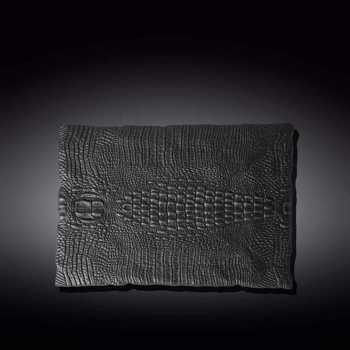 Black Porcelain Slate look Rectangular Serving Dish With Crocodile Skin Texture. 11.75" inch X 8.25" inch-1