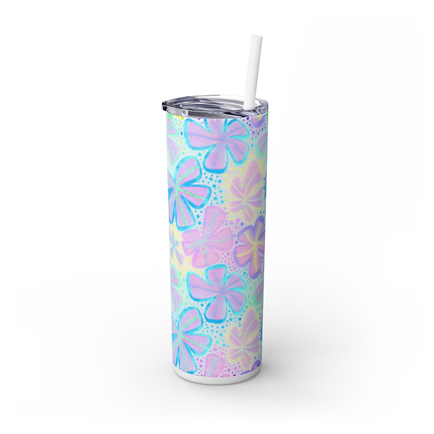 Pastel Butterfly Tumbler, 20oz Drinkware, Spring Decor, Cute Gift for Her, Eco-Friendly Cup, Floral Water Bottle