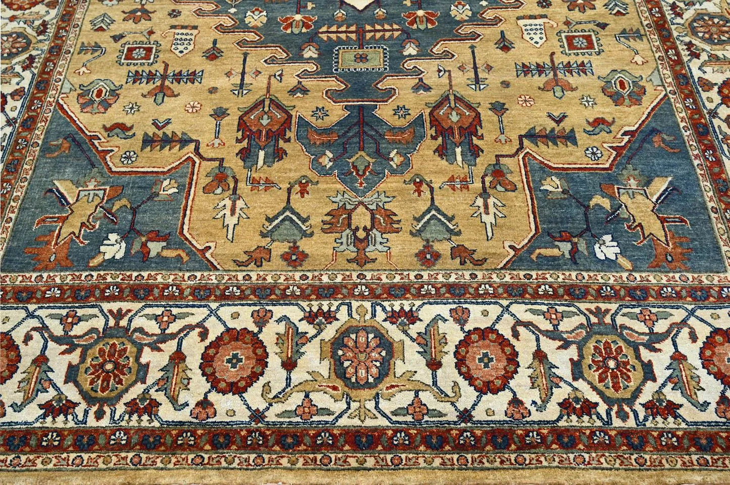LoomBloom 7'9'' x9'10'' Gold Hand Knotted Traditional Oushak Wool Oriental Area Rug-4