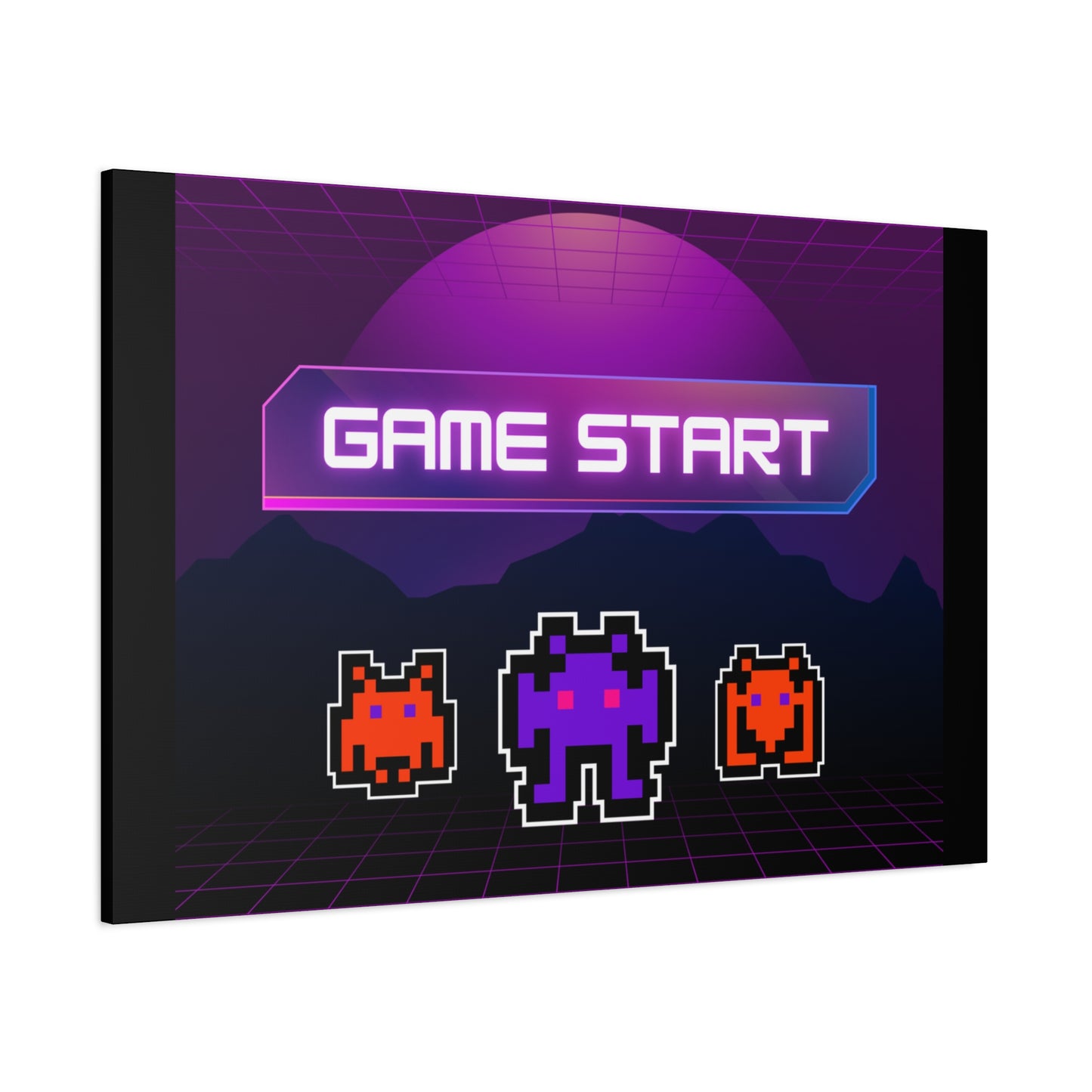 Retro Game Start Canvas Art Print | 80s Gaming Wall Decor, Gamer Gift, Pixel Art, Nostalgic Artwork, Home Decor