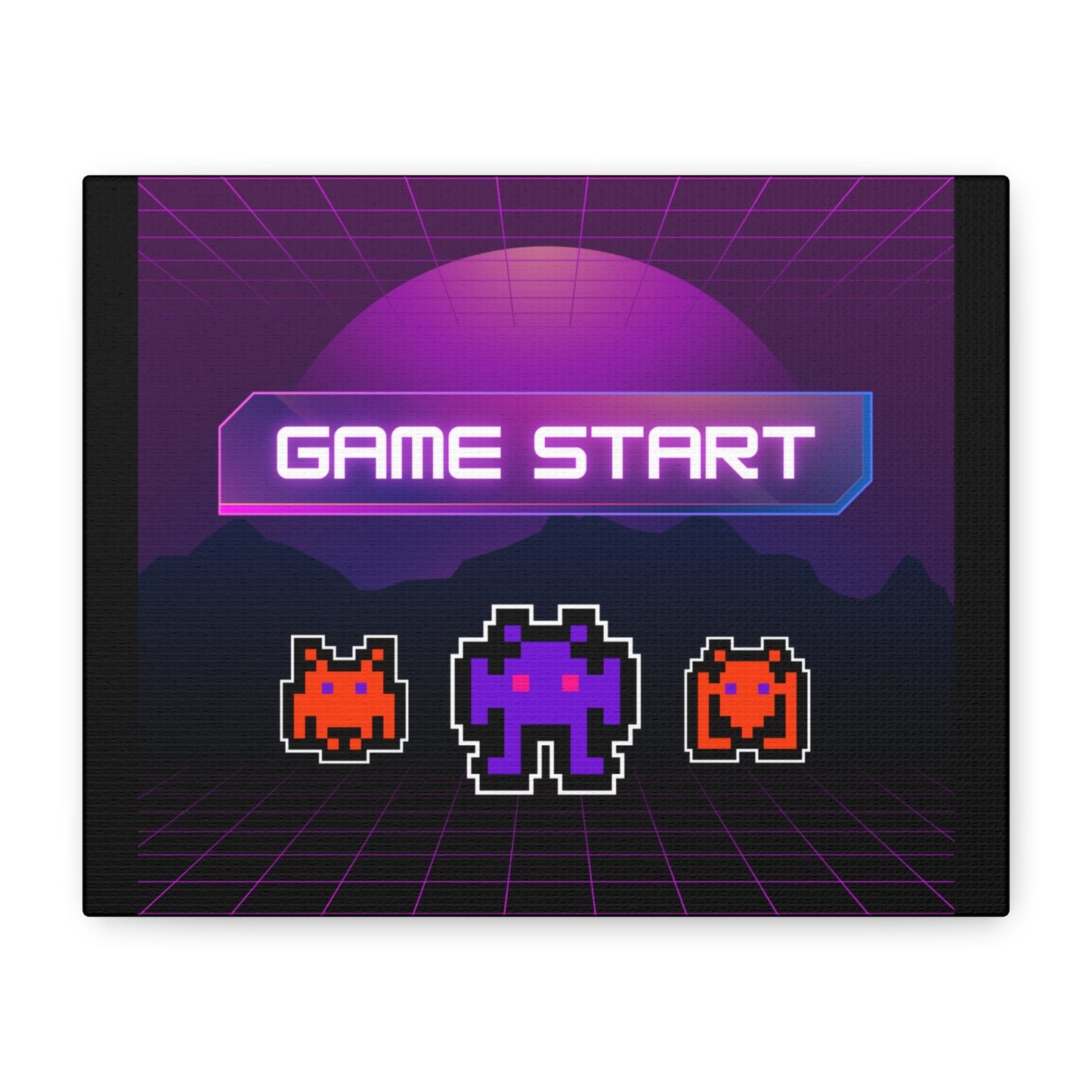 Retro Game Start Canvas Art Print | 80s Gaming Wall Decor, Gamer Gift, Pixel Art, Nostalgic Artwork, Home Decor