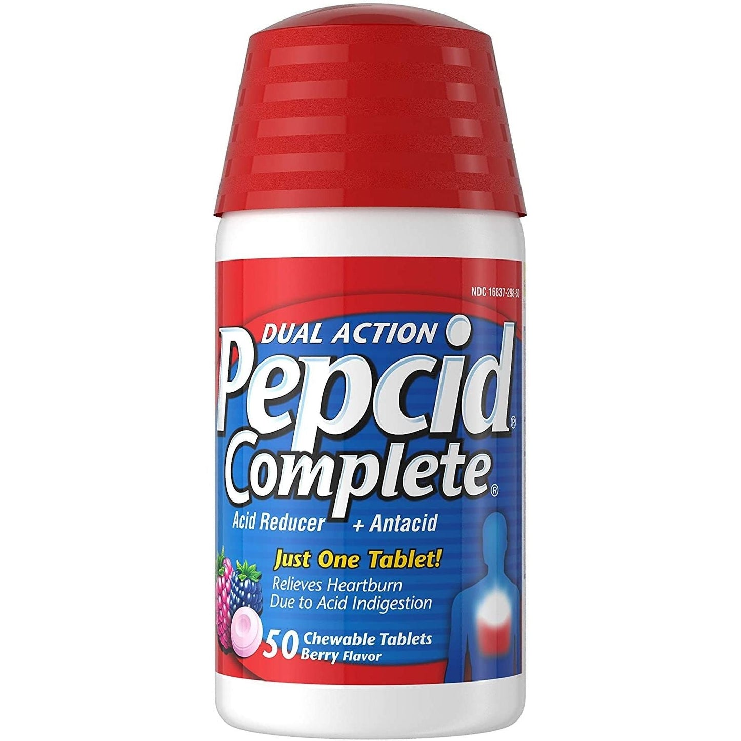 Pepcid Complete Dual Action Berry Flavor Antacid + Acid Reducer 50 Chewable Tablets