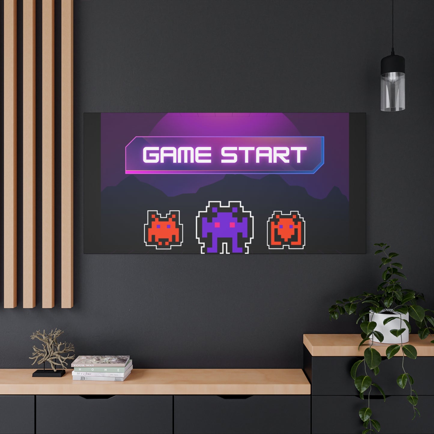 Retro Game Start Canvas Art Print | 80s Gaming Wall Decor, Gamer Gift, Pixel Art, Nostalgic Artwork, Home Decor