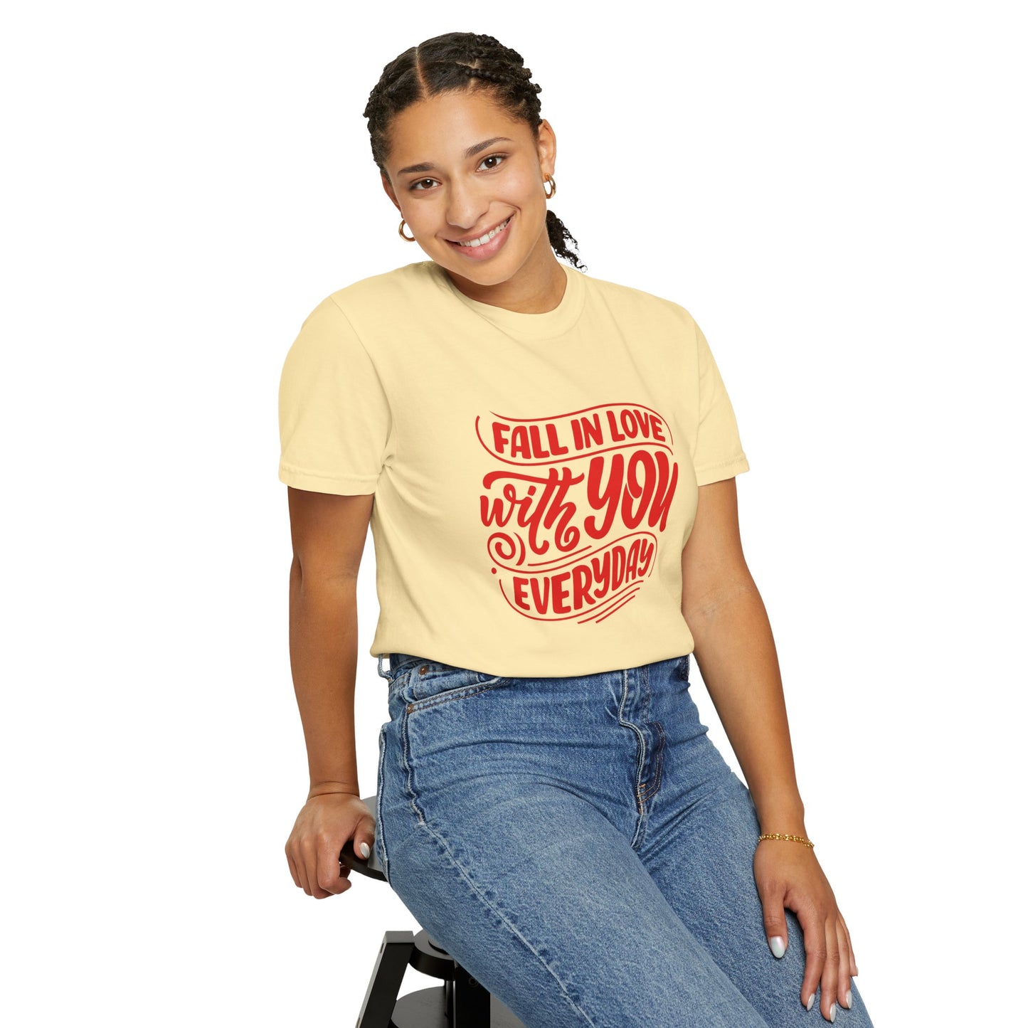 Fall in Love with YOU Quote T-shirt for Couples, Valentine's Day, Gifts for Him/Her, Casual Everyday Wear, Comfortable Unisex Tee