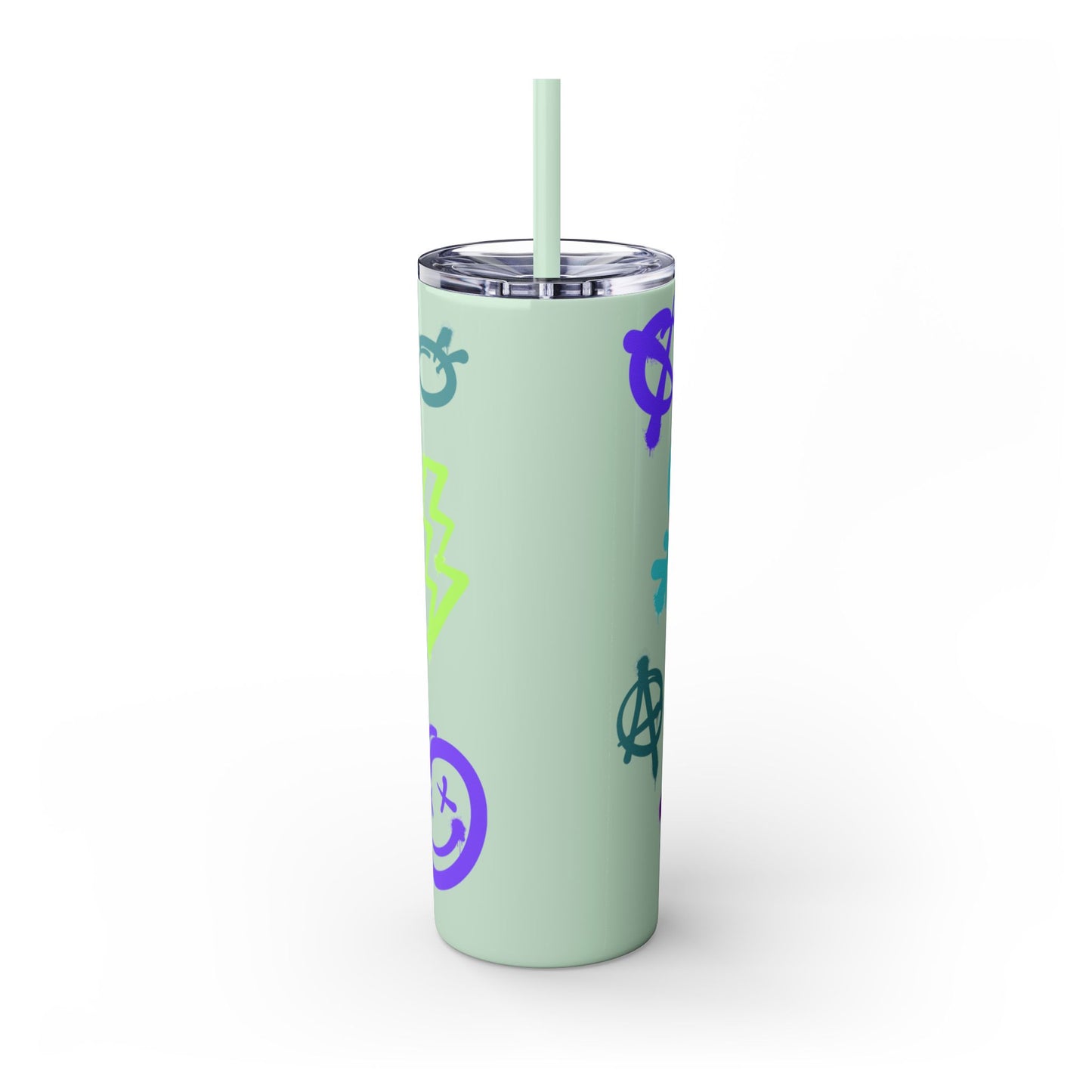 Trendy Skinny Tumbler with Straw, 20oz | Unique Graffiti Style Drinkware for Teens, Gifts, Parties, and Everyday Use