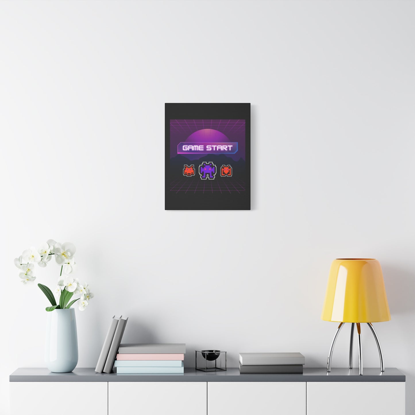 Retro Game Start Canvas Art Print | 80s Gaming Wall Decor, Gamer Gift, Pixel Art, Nostalgic Artwork, Home Decor