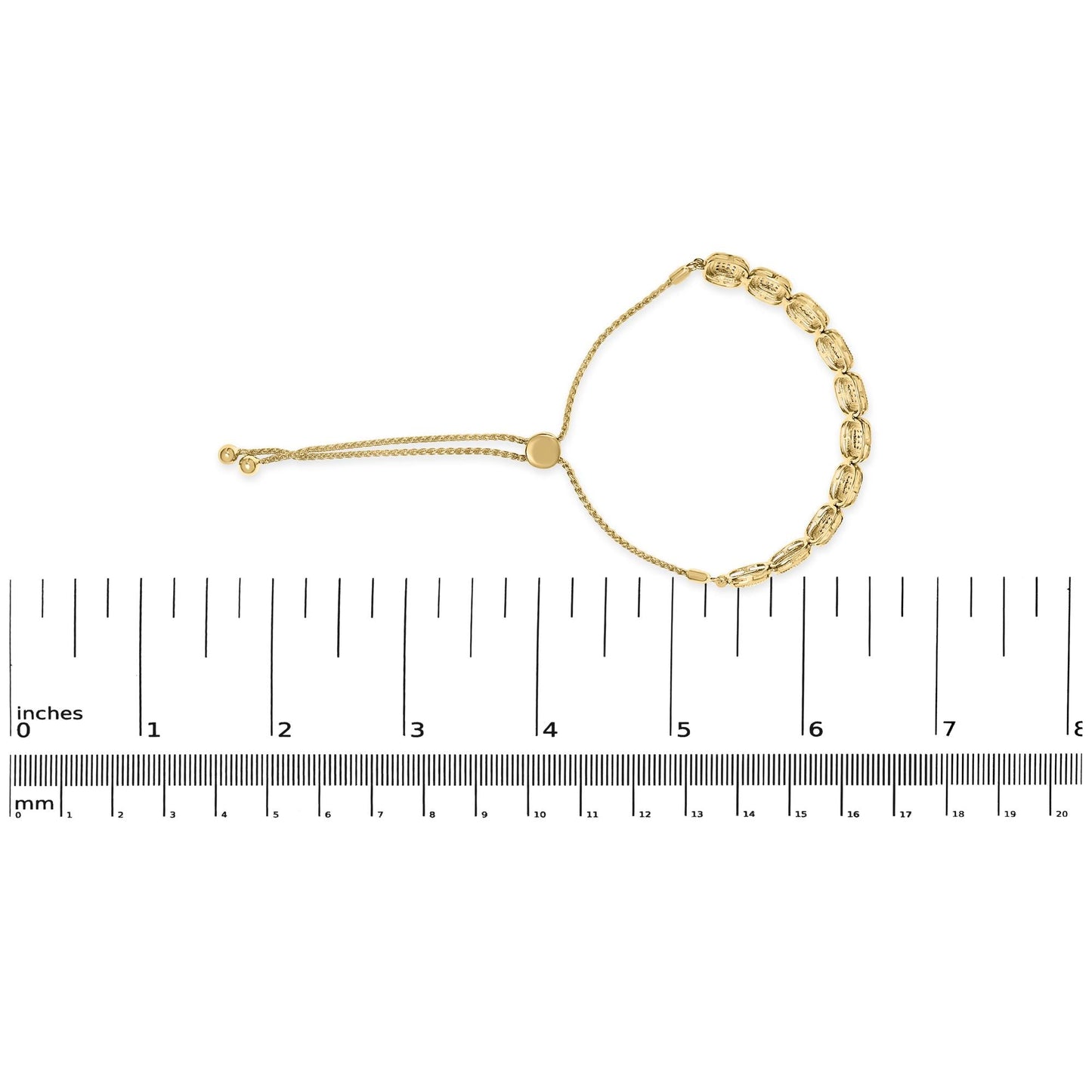 14k Yellow Gold Plated .925 Sterling 5/8 Cttw Diamond Composite Cushion Frame 4”-10” Adjustable Bolo Bracelet (G-H Color, I1-I2 Clarity)-4