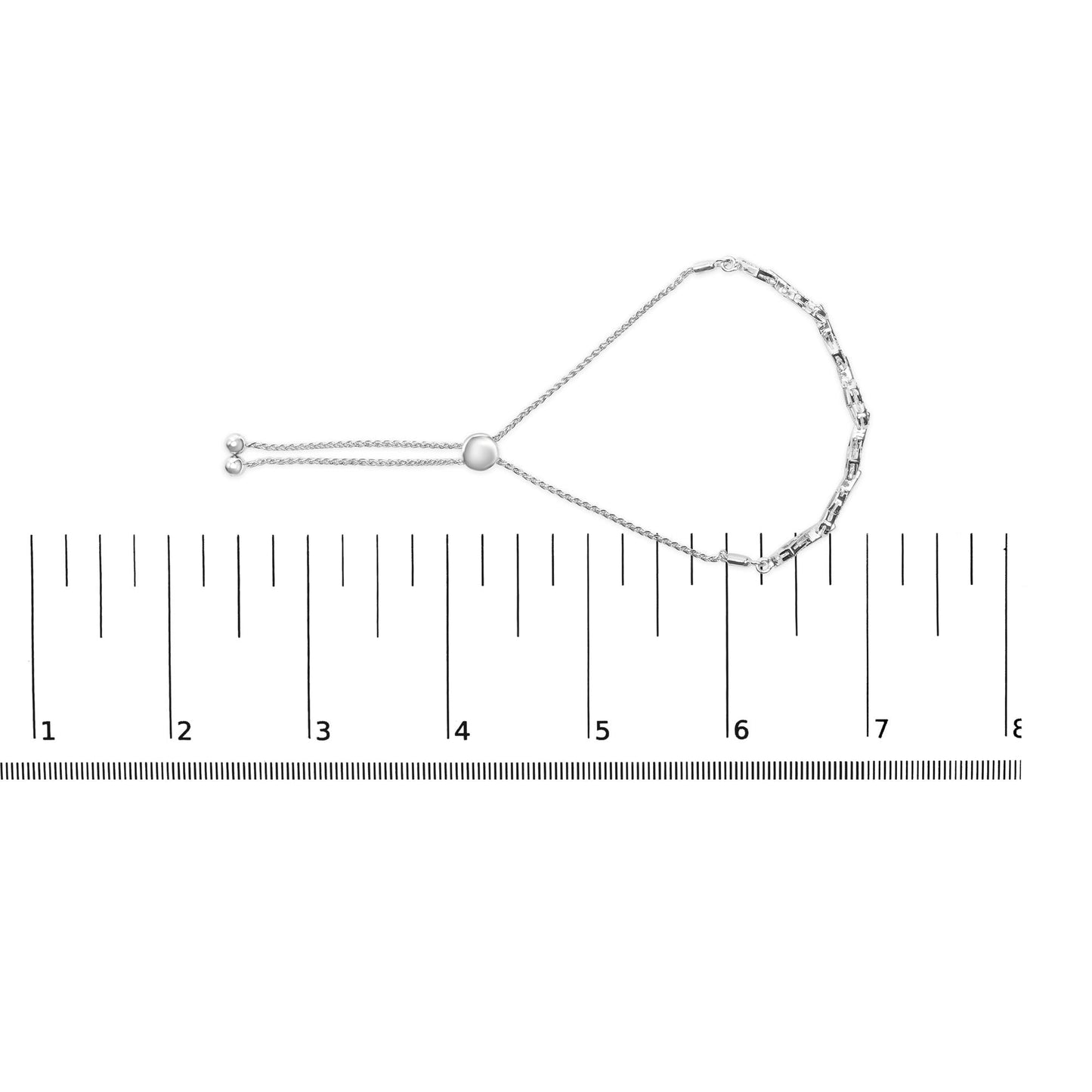 .925 Sterling Silver 1/2 Cttw Diamond Alternating Heart Link Adjustable Bolo Bracelet (I-J Color, I3 Clarity) - 4" to 10" Inches-4
