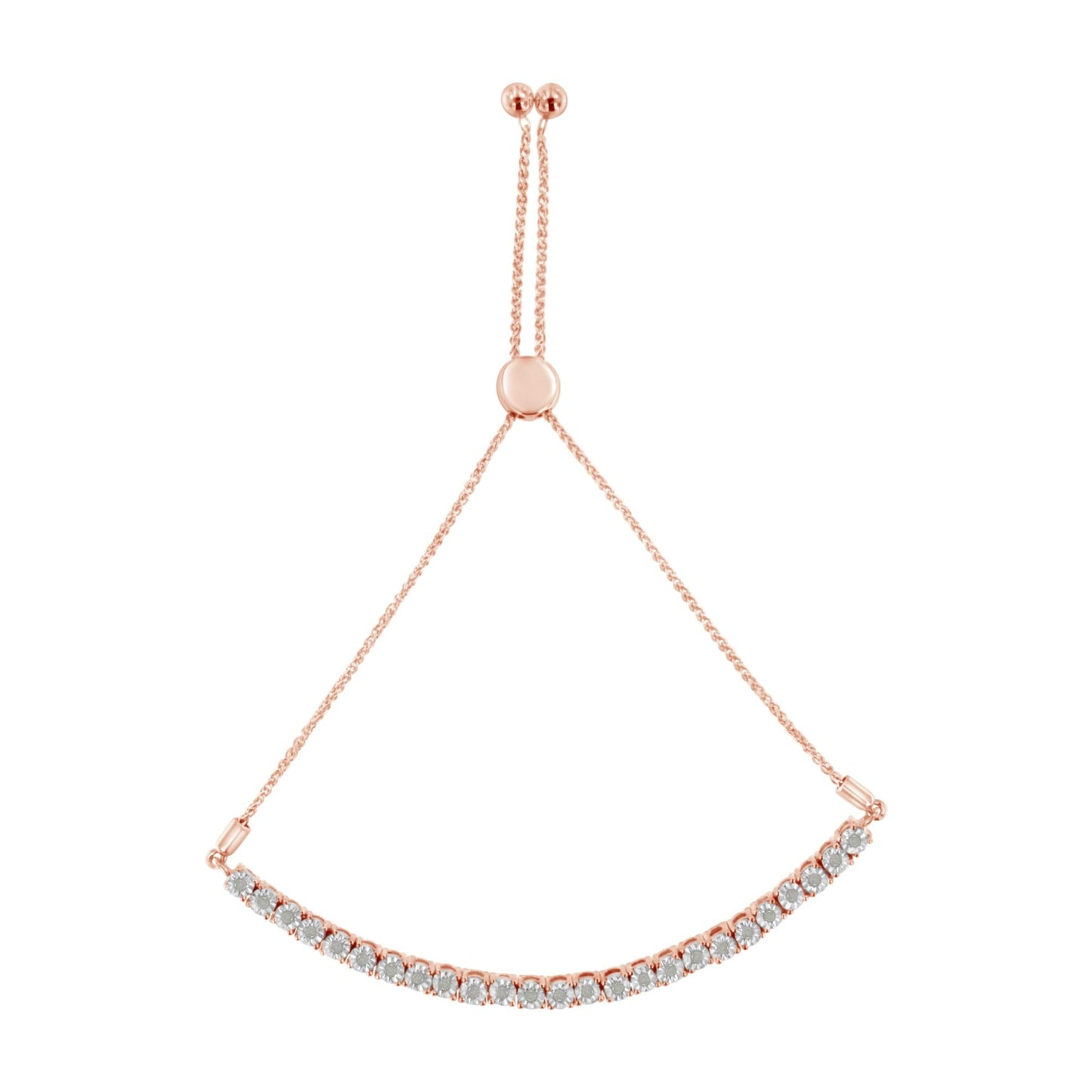 .925 Sterling Silver 1/4 Cttw Miracle-Set Diamond 4”-10” Adjustable Bolo Tennis Bracelet (I-J Color, I3 Clarity)-4