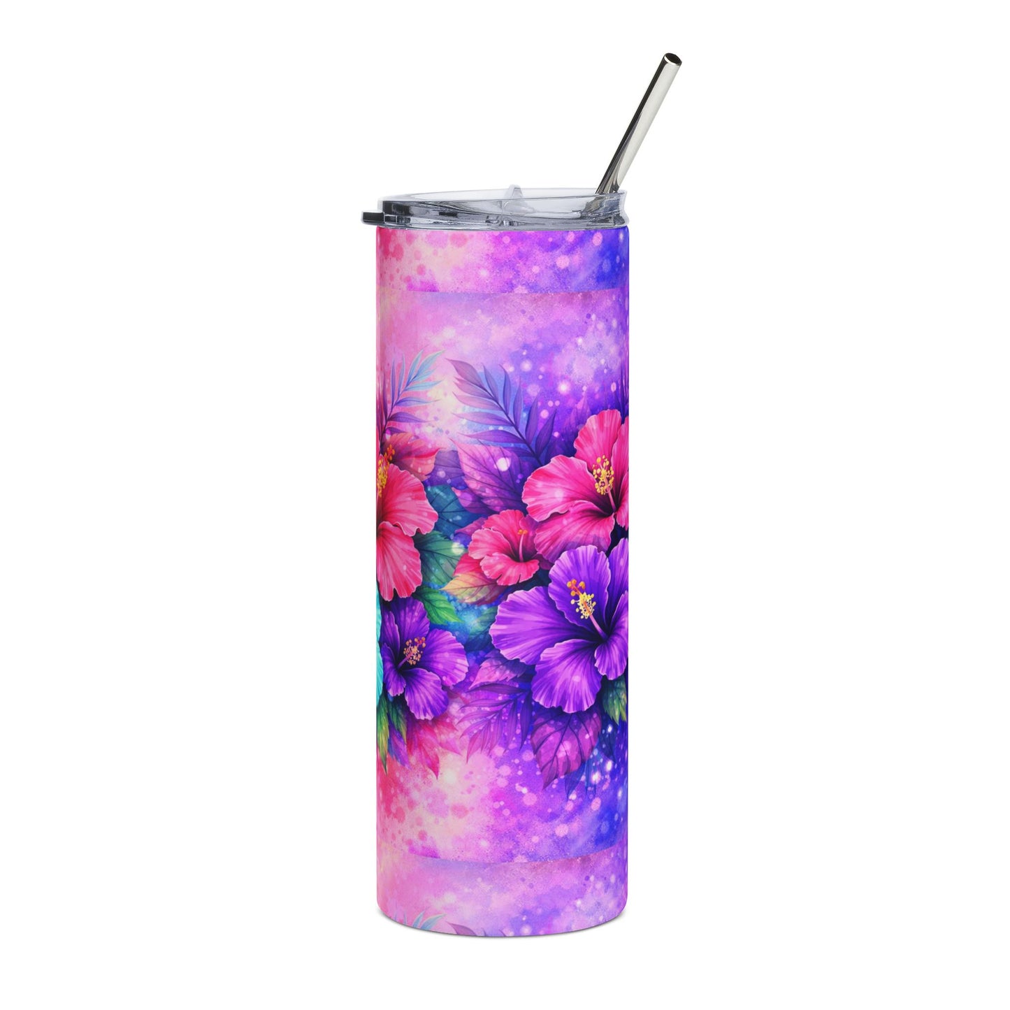 Hibiscus Galaxy 20oz Stainless Steel Tumbler — Floral Tropical Travel Cup