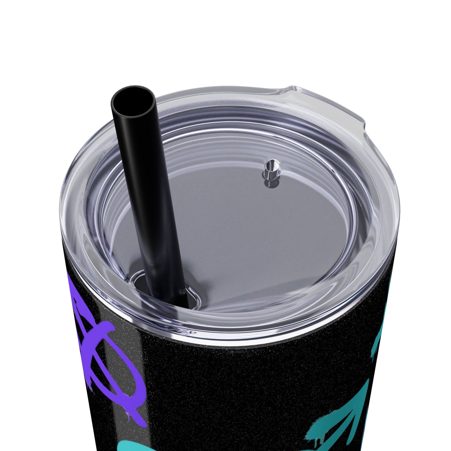 Trendy Skinny Tumbler with Straw, 20oz | Unique Graffiti Style Drinkware for Teens, Gifts, Parties, and Everyday Use