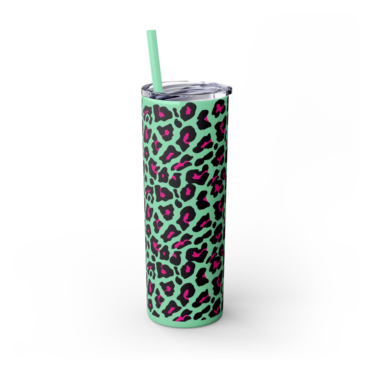 Trendy Leopard Print Skinny Tumbler, 20oz | Stylish Drinkware for Home, Office, Gifts, Reusable Straw, Animal Print