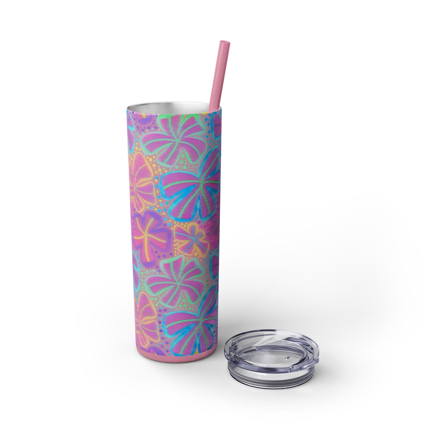 Pastel Butterfly Tumbler, 20oz Drinkware, Spring Decor, Cute Gift for Her, Eco-Friendly Cup, Floral Water Bottle