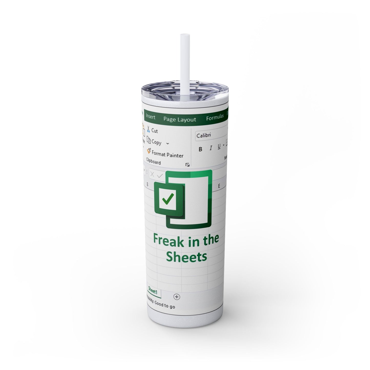 Freak in the Sheets Spreadsheet Themed Tumbler, 20oz Gift for Students, Accountants, Office Humor, Funny Drinkware