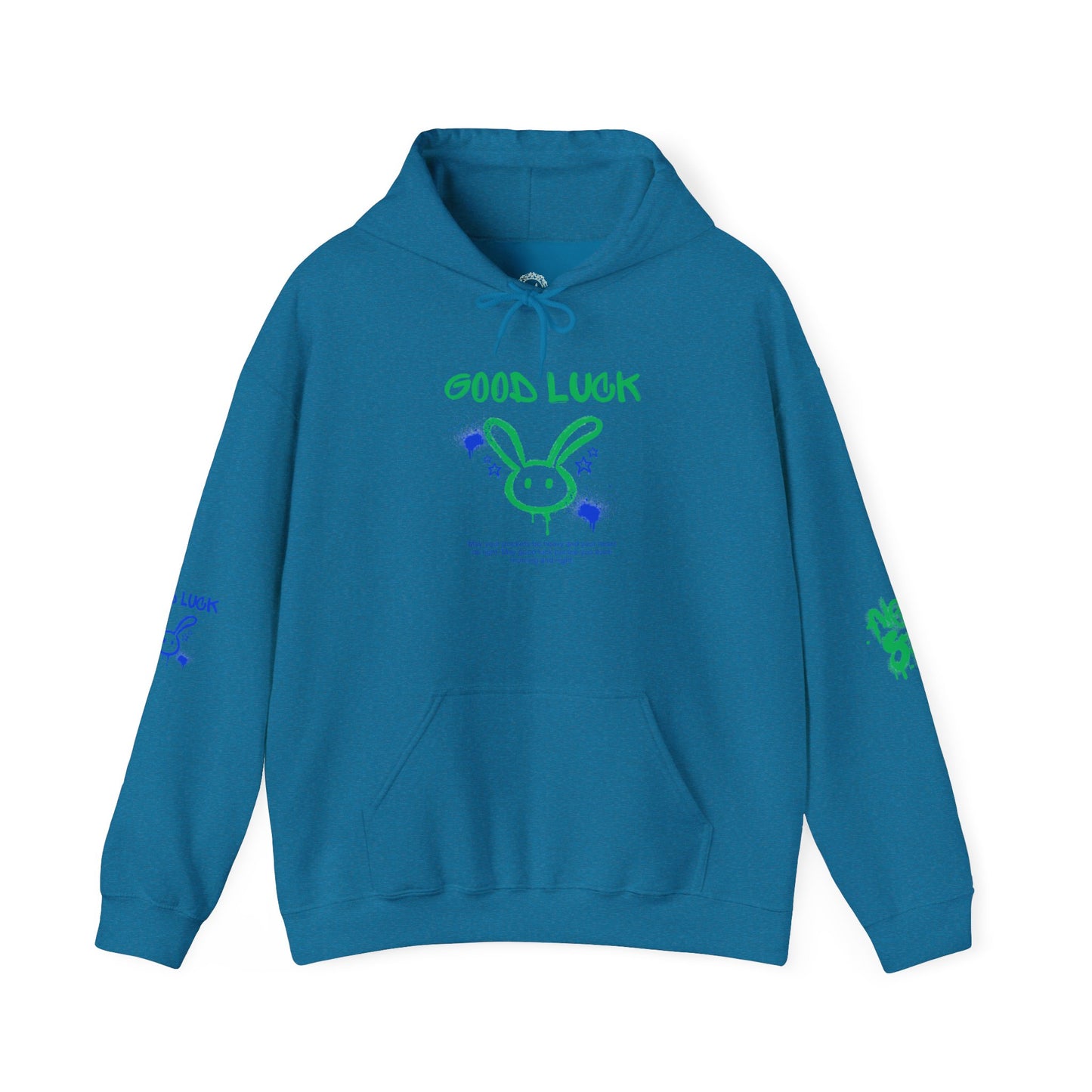 Good Luck Never Stop Unisex Heavy Blend Hooded Sweatshirt | Lucky Easter Bunny Design