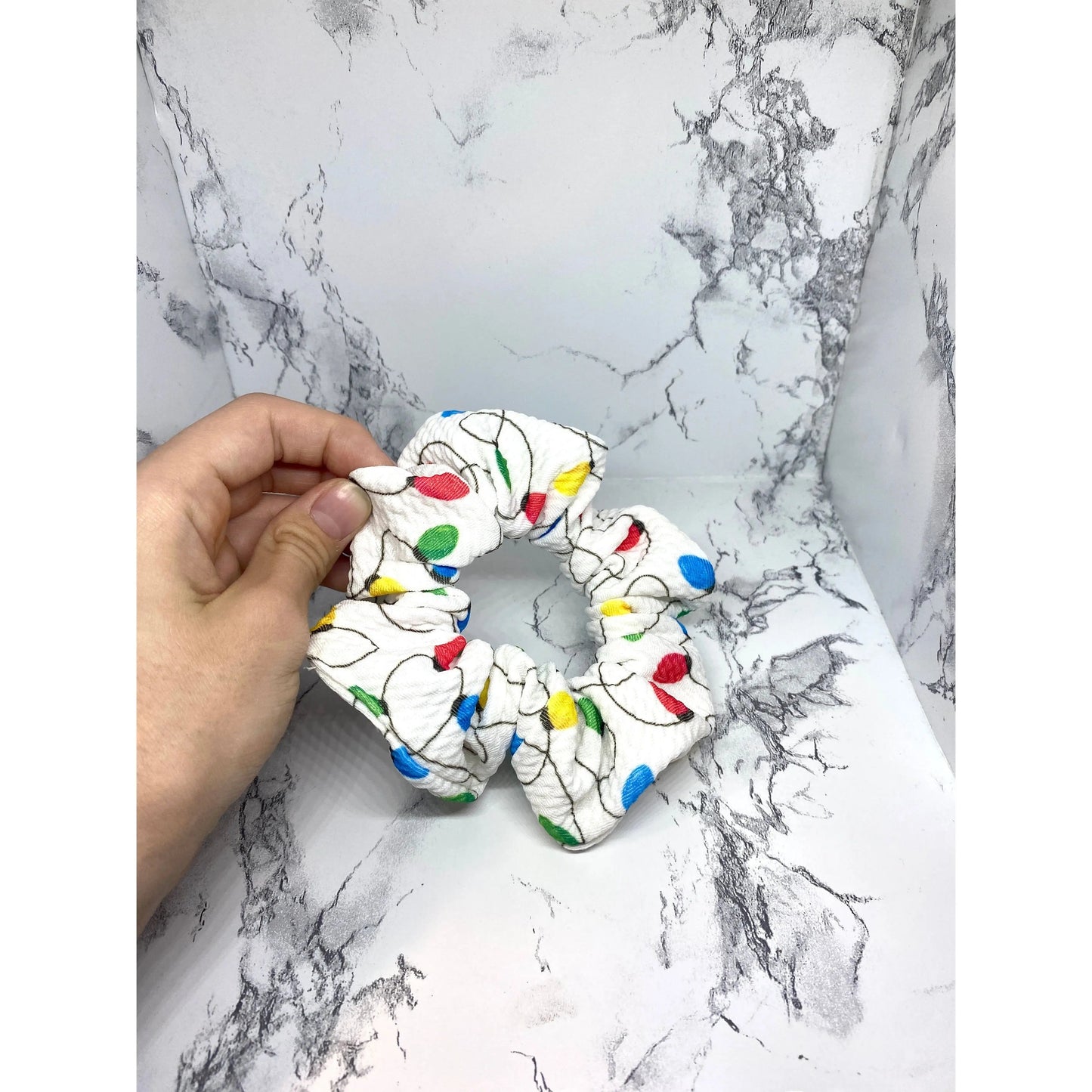 Mini White Lights Christmas Bullet Scrunchie
