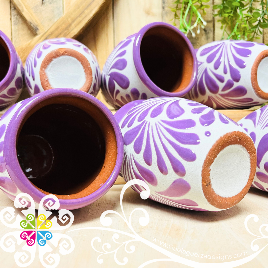 Set of Lilac Espiga Plumeado Cantarito Cup - Set Clay Cantarito