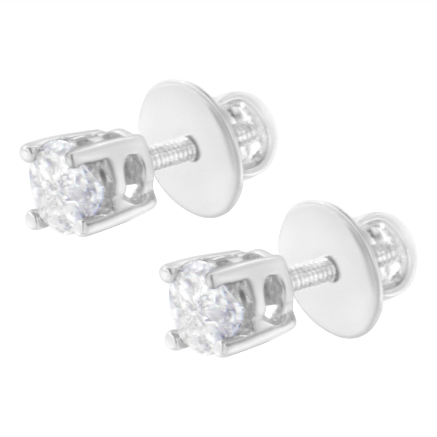 14K White Gold 1/2 Cttw Pie-Cut Diamond Solitaire Stud Earrings (H-I Color, SI1-SI2 Clarity)-4
