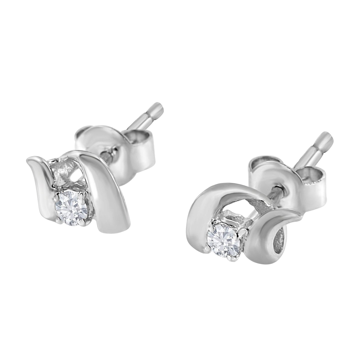 .925 Sterling Silver Round Cut Diamond Fashion Earrings (0.10 cttw, I-J Color, I2-I3 Clarity)-4