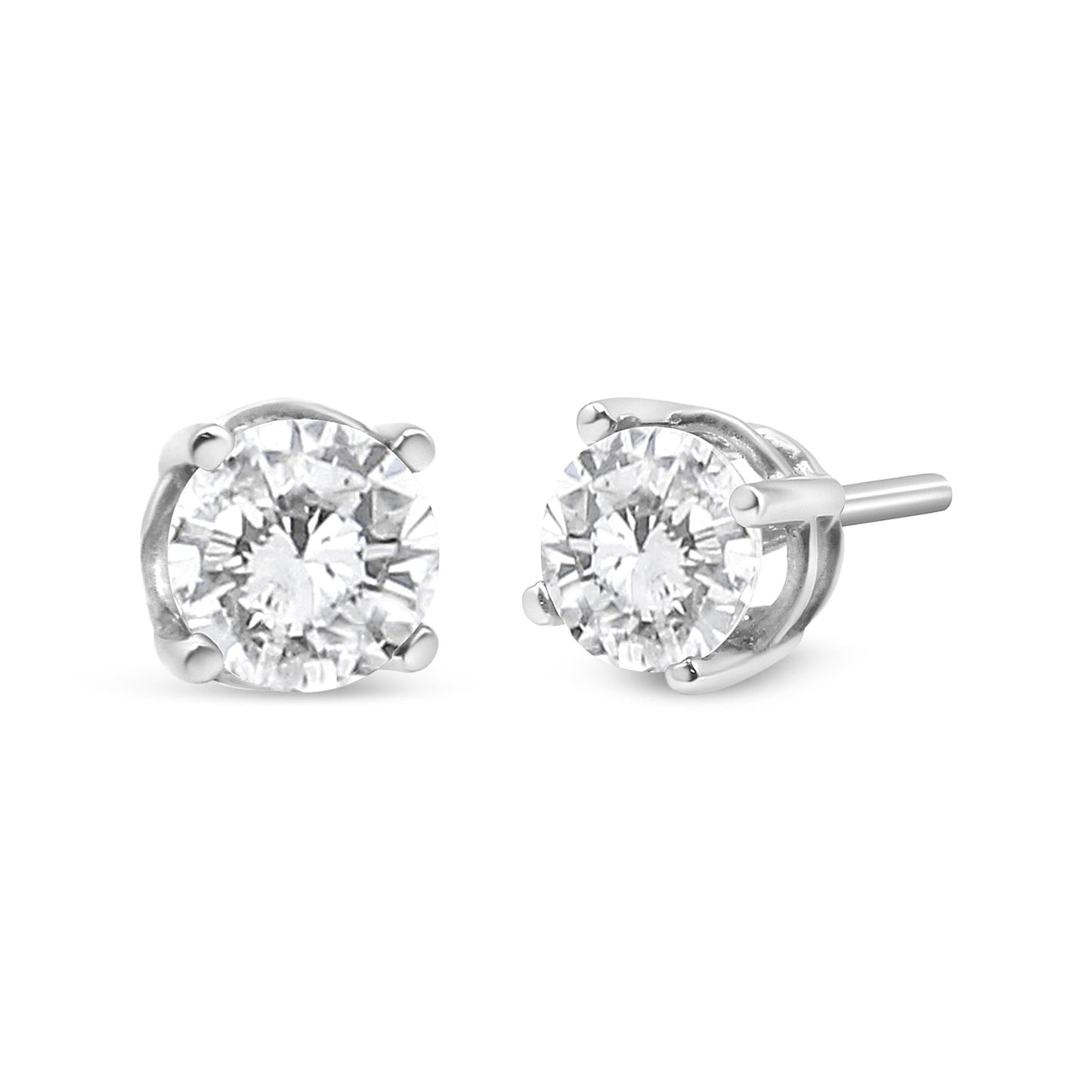 14K White Gold 3/4 Cttw Lab Grown Diamond 4-Prong Classic Stud Earrings (F-G Color, VS2-SI1 Clarity)-4