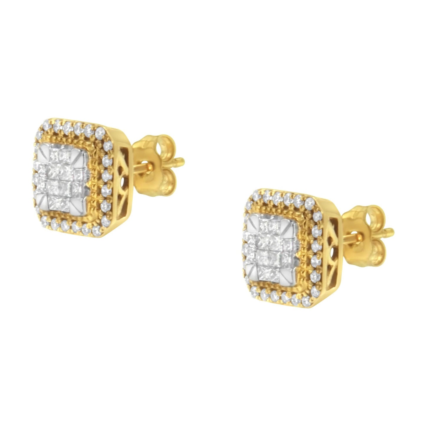 10KT Yellow Gold Diamond Stud Earrings (1/2 cttw, H-I Color, SI2-I1 Clarity)-4