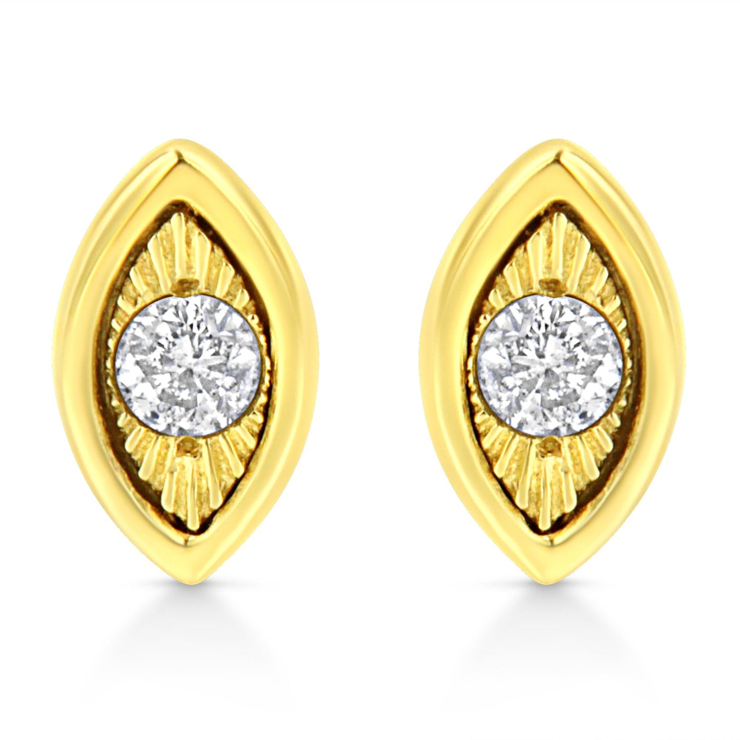 10K Yellow Gold Plated .925 Sterling Silver 1/10 Cttw Miracle-Set Diamond Stud Earrings - Choice of Shapes-6