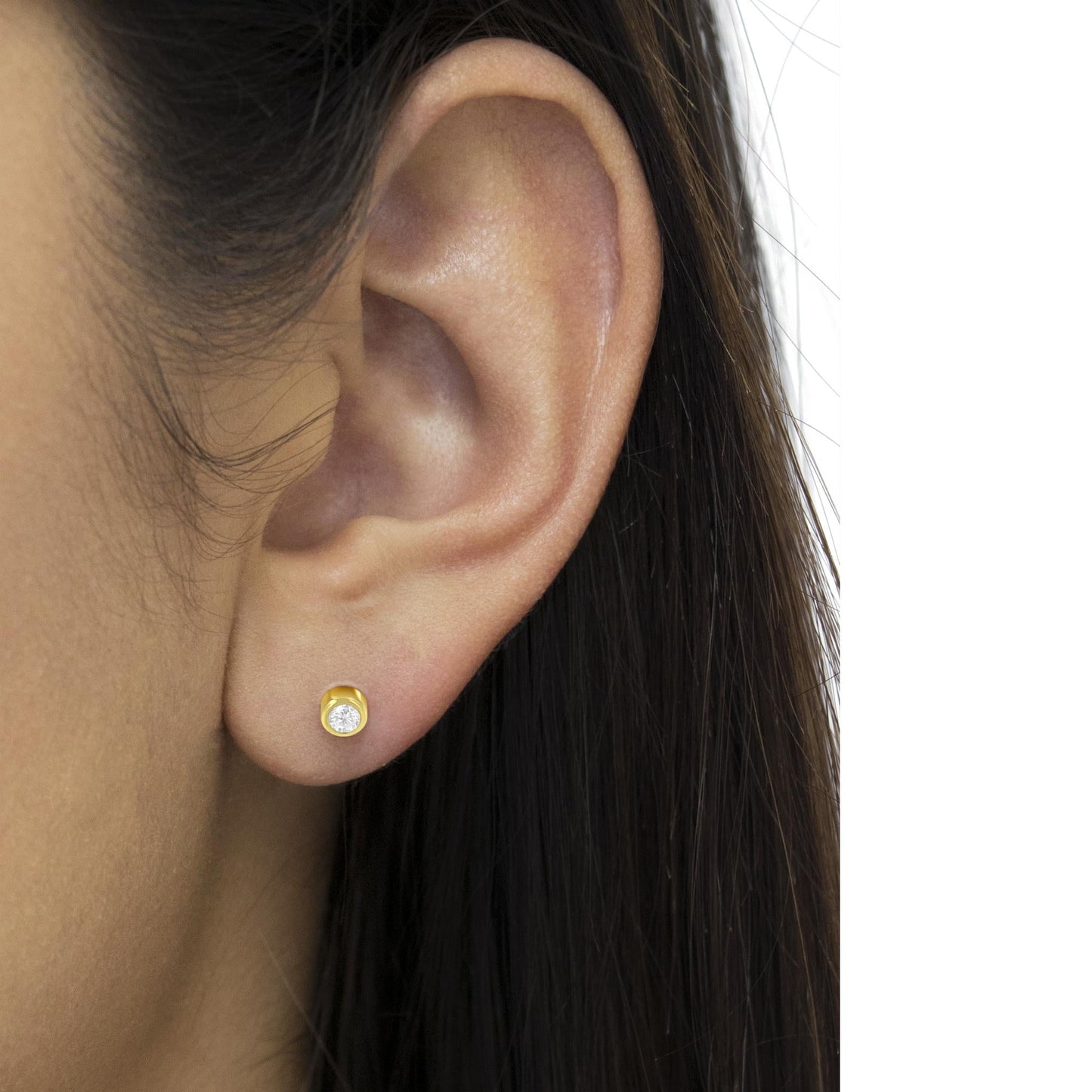 10K Gold 0.30 Cttw Round Brilliant-Cut Near Colorless Diamond Bezel-Set Stud Earrings (H-I Color, I1-I2 Clarity)-4