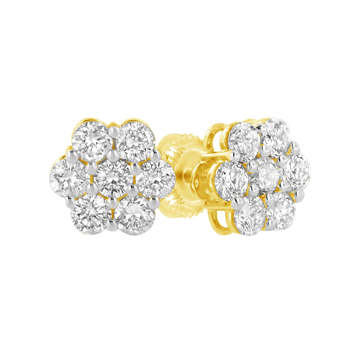 14K Yellow Gold 1.0 Cttw Diamond Flower Earring (J-K Color, I1-I2 Clarity)-4