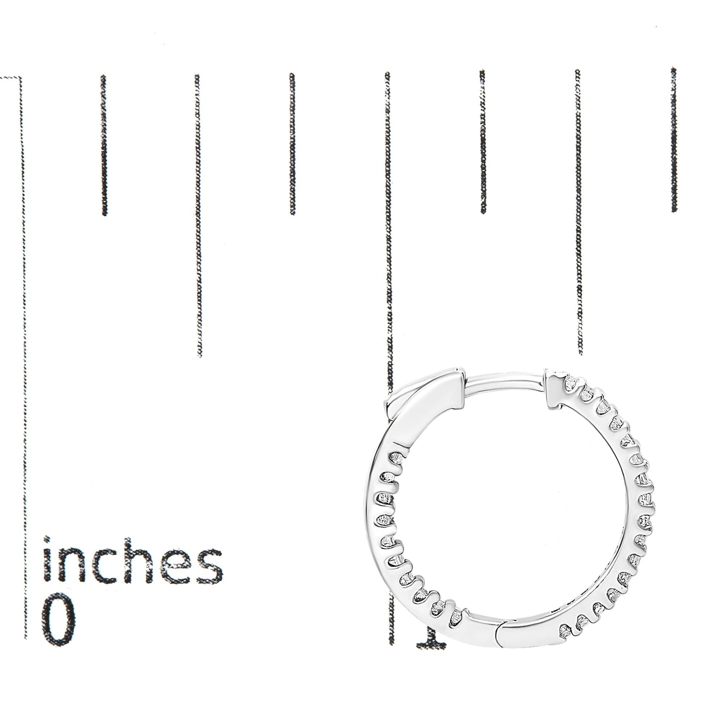 .925 Sterling Silver 1/2 Cttw Princess Diamond Inside Out Hoop Earrings (G-H Color, VS2-SI1 Clarity)-3