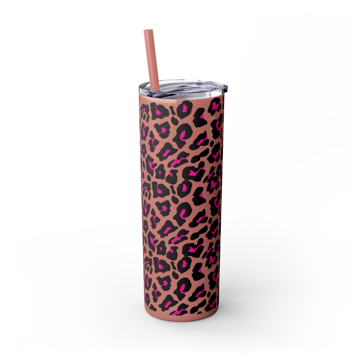 Trendy Leopard Print Skinny Tumbler, 20oz | Stylish Drinkware for Home, Office, Gifts, Reusable Straw, Animal Print