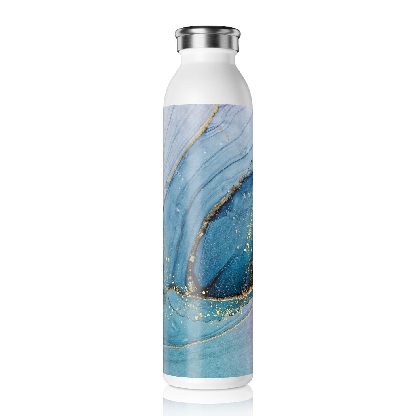 Stylish Slim Water Bottle with Ocean-Inspired Design, Ideal for Yoga, Eco-Friendly Hydration, Gift for Fitness Enthusiasts