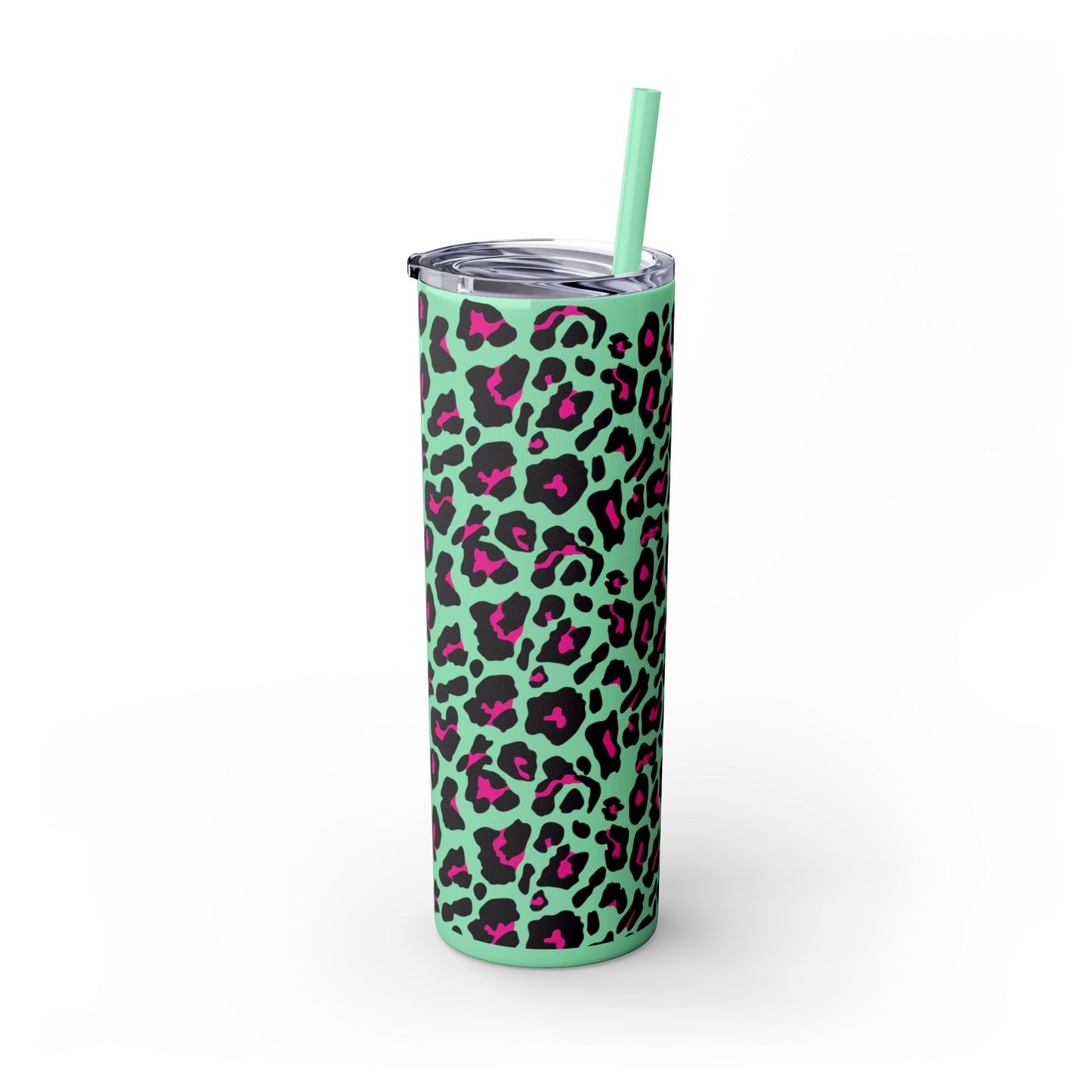 Trendy Leopard Print Skinny Tumbler, 20oz | Stylish Drinkware for Home, Office, Gifts, Reusable Straw, Animal Print