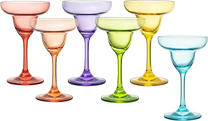 The Wine Savant Hand Blown Colorful Margarita & Martini Glass (Set of 6) – Fancy 7.4oz Luxury Hand Blown For Cocktails, Water, Wine, Juice, & Champagne Glasses Cinco de Mayo Large Party, Set of 6-4
