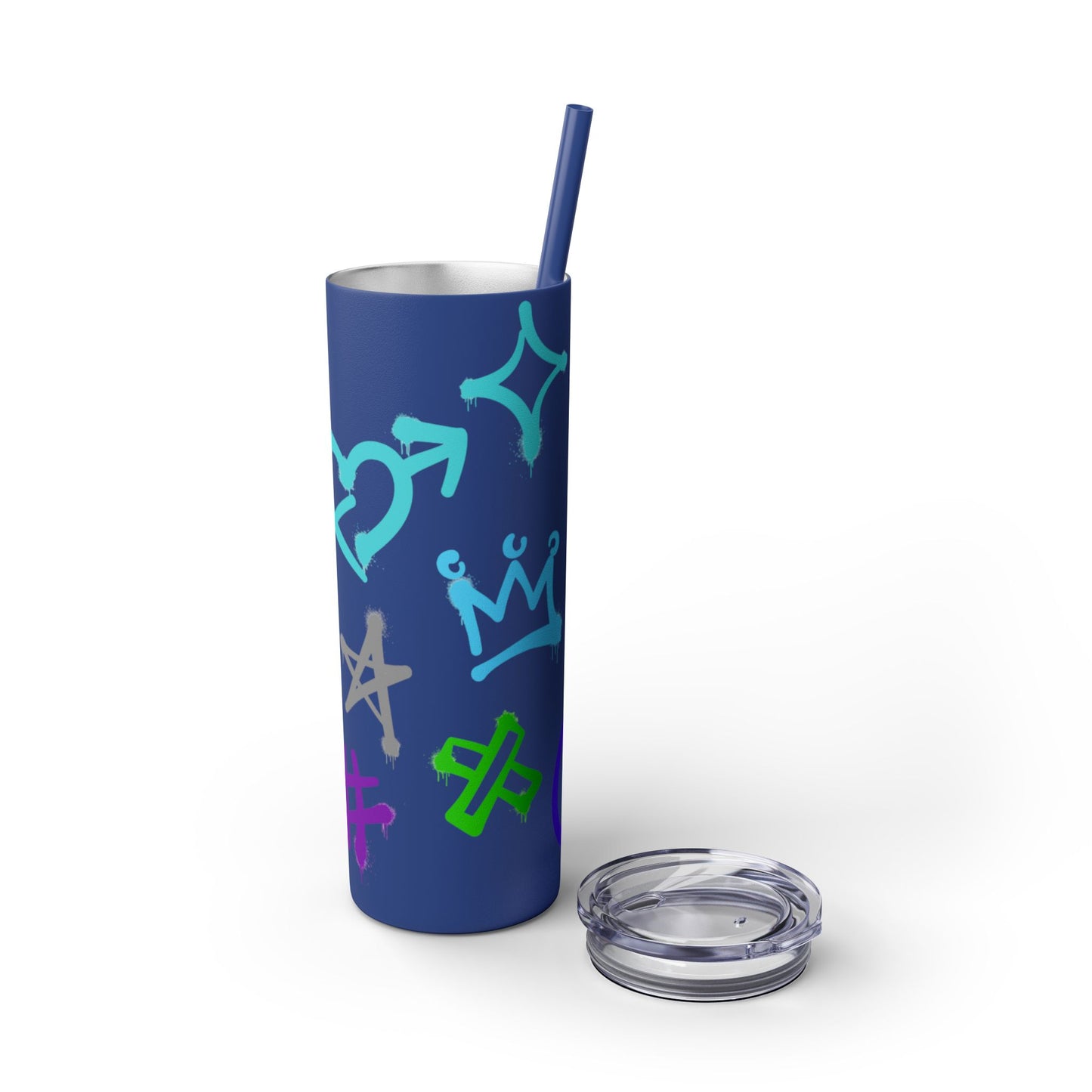 Trendy Skinny Tumbler with Straw, 20oz | Unique Graffiti Style Drinkware for Teens, Gifts, Parties, and Everyday Use