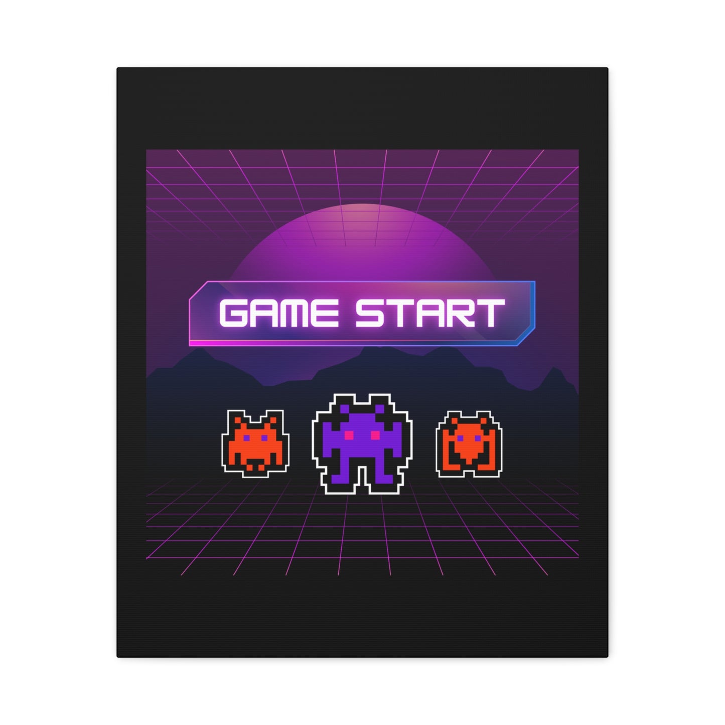 Retro Game Start Canvas Art Print | 80s Gaming Wall Decor, Gamer Gift, Pixel Art, Nostalgic Artwork, Home Decor