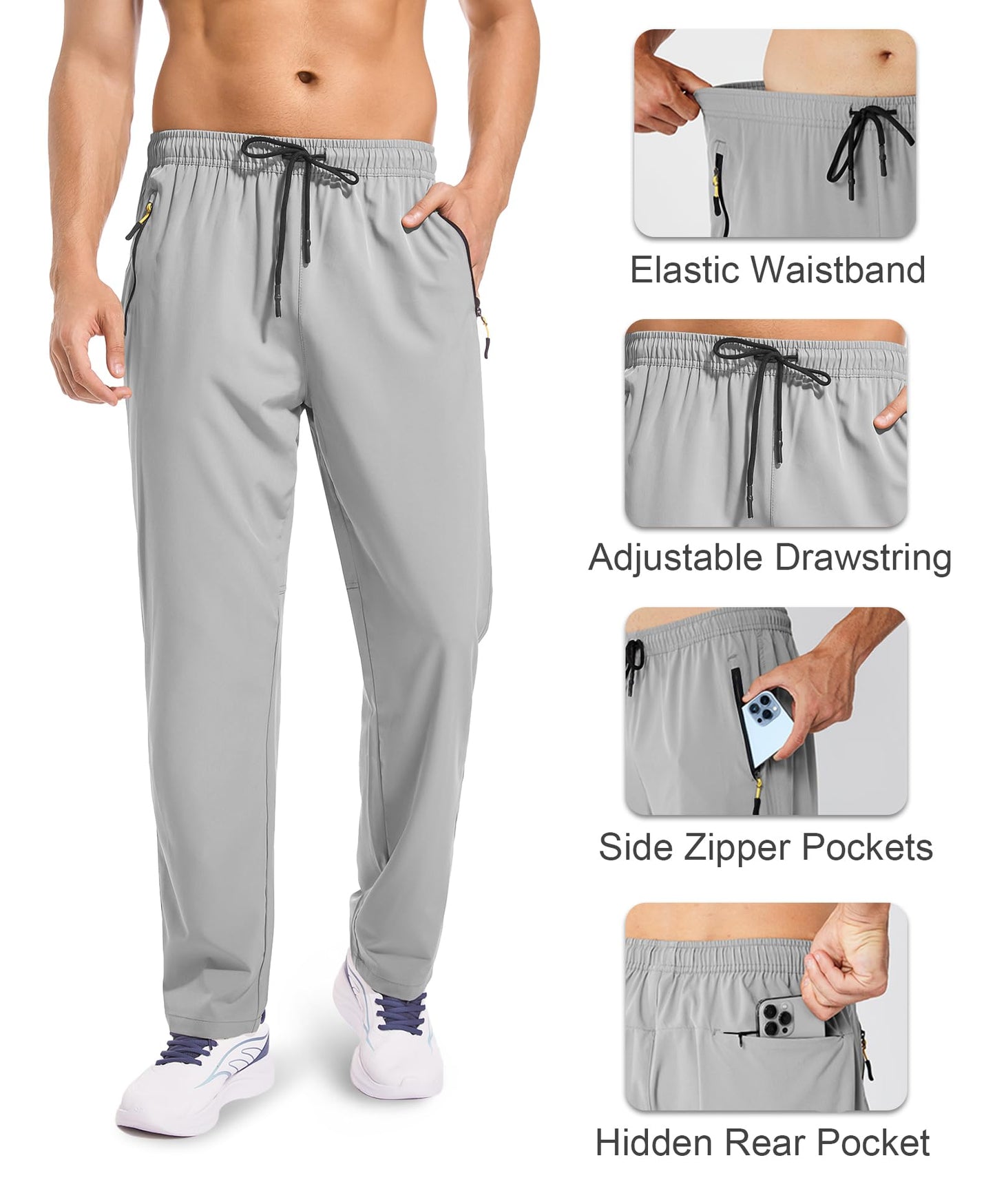 Zoofly Men's Sweatpants Athletic Pants Breathable Quick Dry Water Resistant Jogger Track Pants Workout Hiking Pants