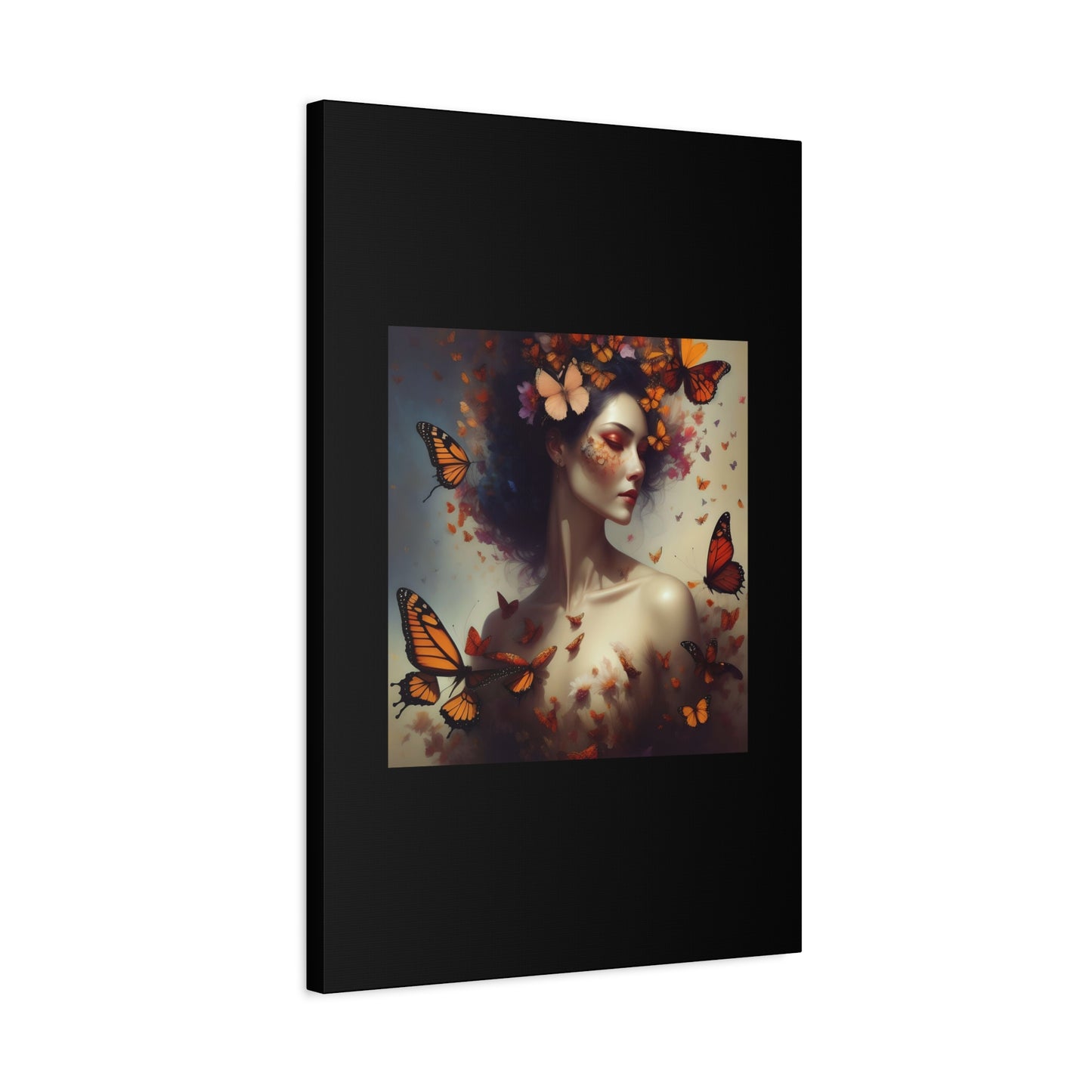 Canvas Wall Art - Butterfly Woman Print, Floral Home Decor, Unique Gift for Nature Lovers, Birthday Decoration, Whimsical Art