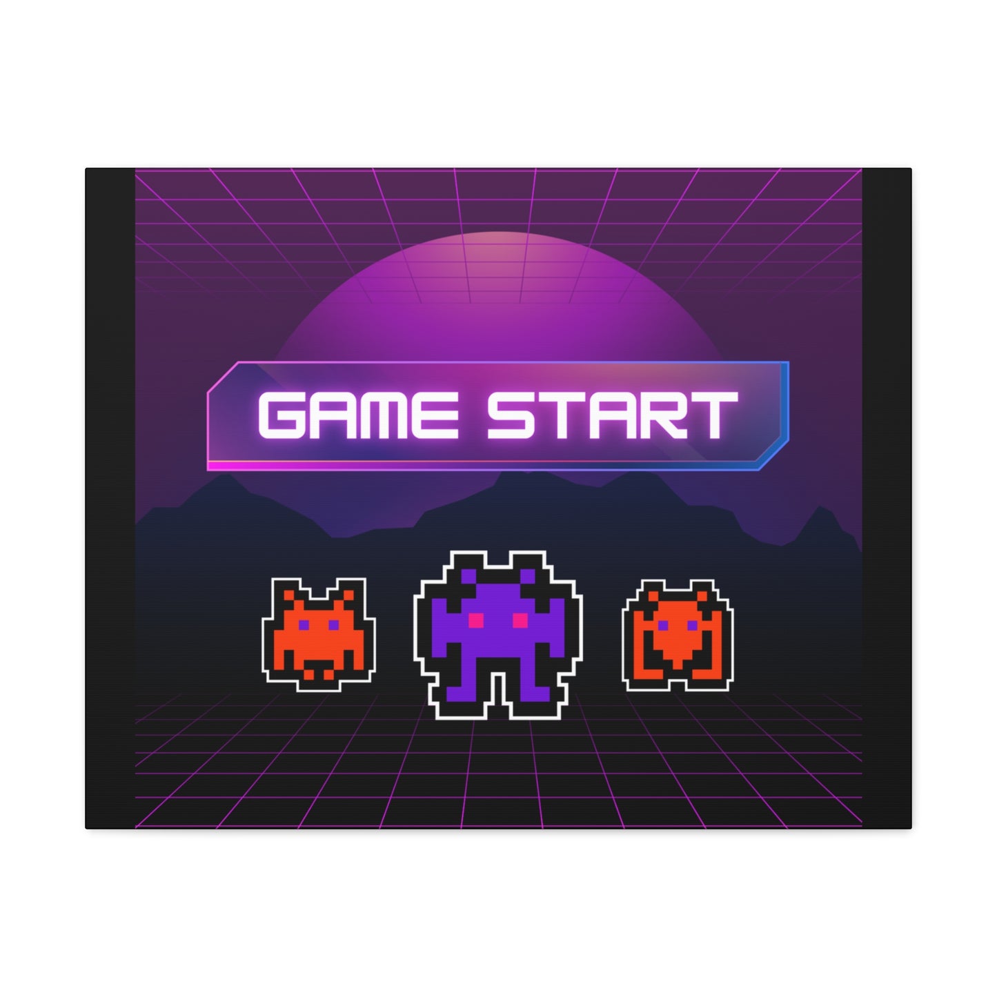Retro Game Start Canvas Art Print | 80s Gaming Wall Decor, Gamer Gift, Pixel Art, Nostalgic Artwork, Home Decor