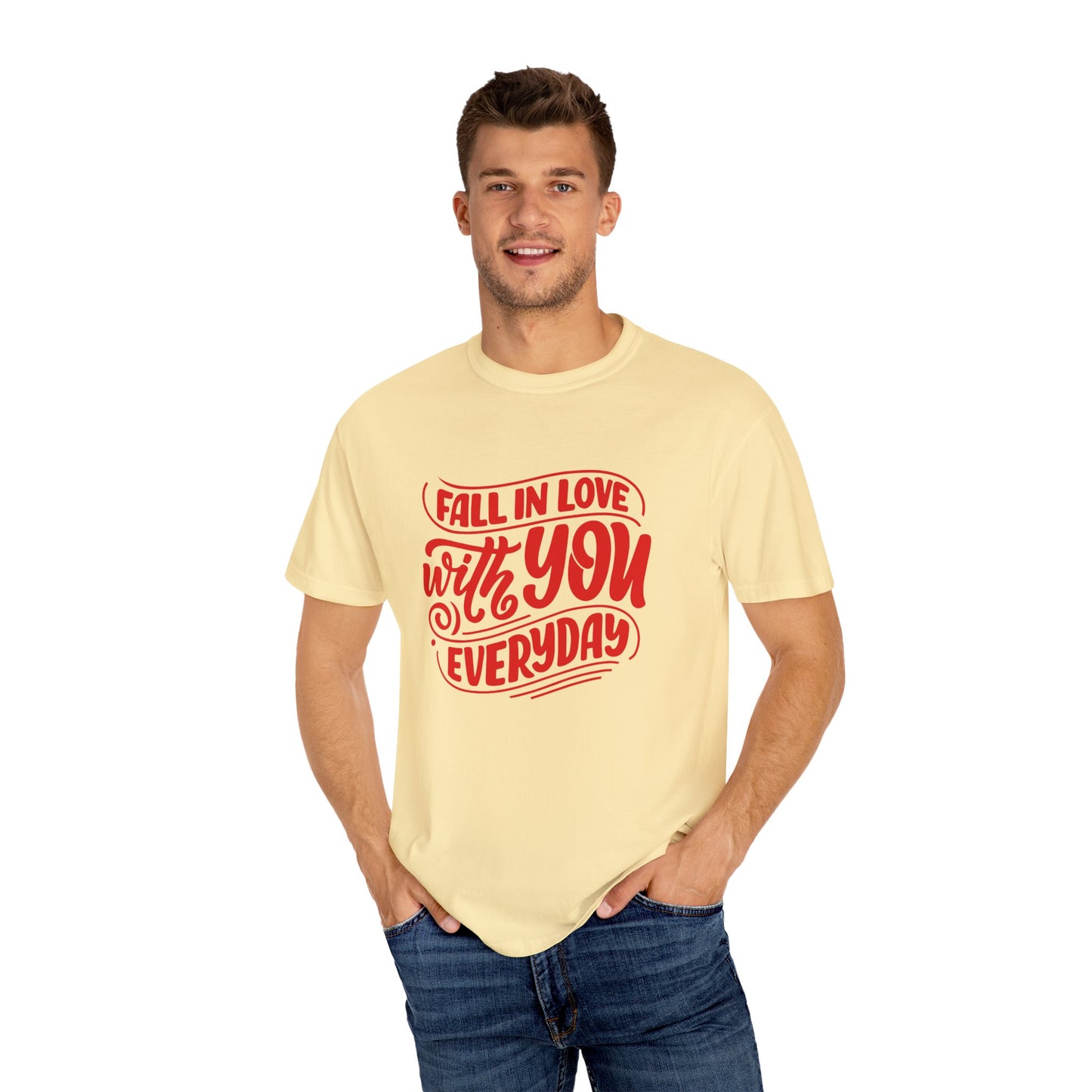 Fall in Love with YOU Quote T-shirt for Couples, Valentine's Day, Gifts for Him/Her, Casual Everyday Wear, Comfortable Unisex Tee
