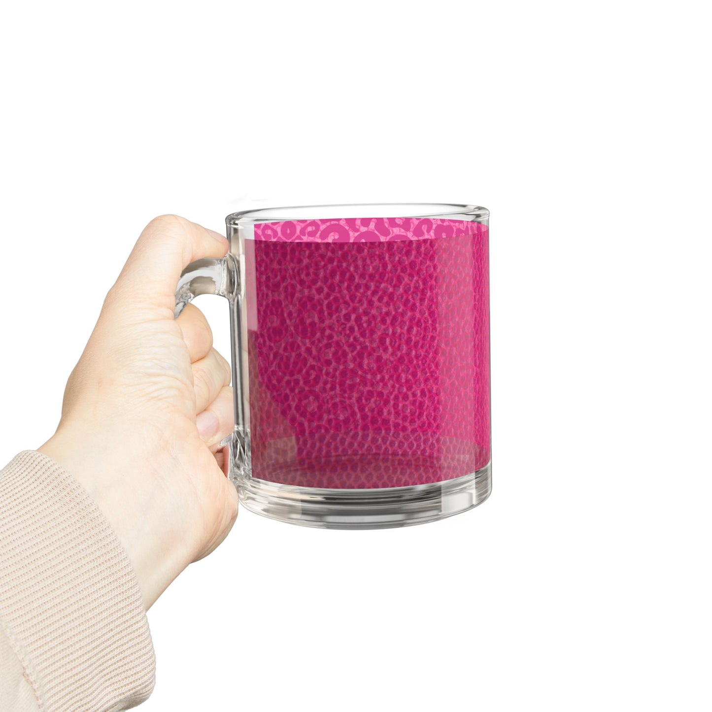 Custom Name Pink Leopard Print Glass Mug 10oz