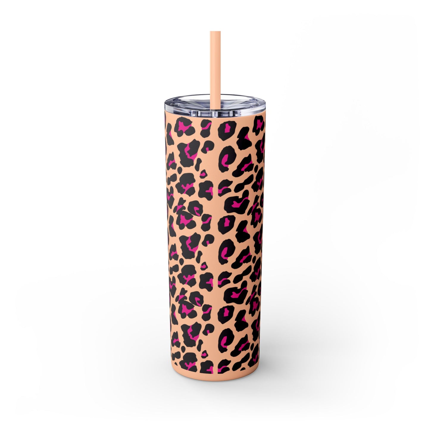 Trendy Leopard Print Skinny Tumbler, 20oz | Stylish Drinkware for Home, Office, Gifts, Reusable Straw, Animal Print