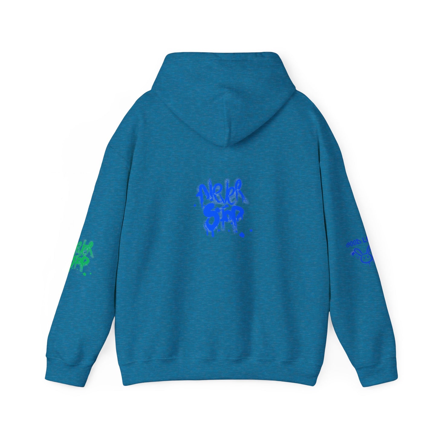 Good Luck Never Stop Unisex Heavy Blend Hooded Sweatshirt | Lucky Easter Bunny Design
