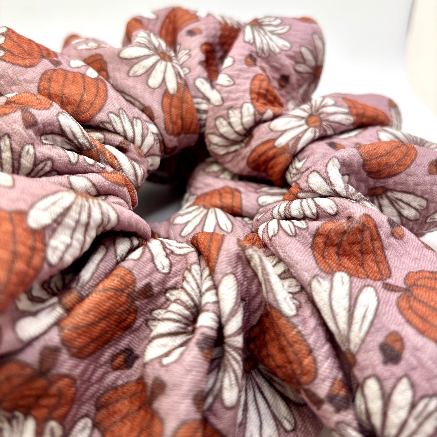 Floral Pumpkin Fall Bullet Scrunchie