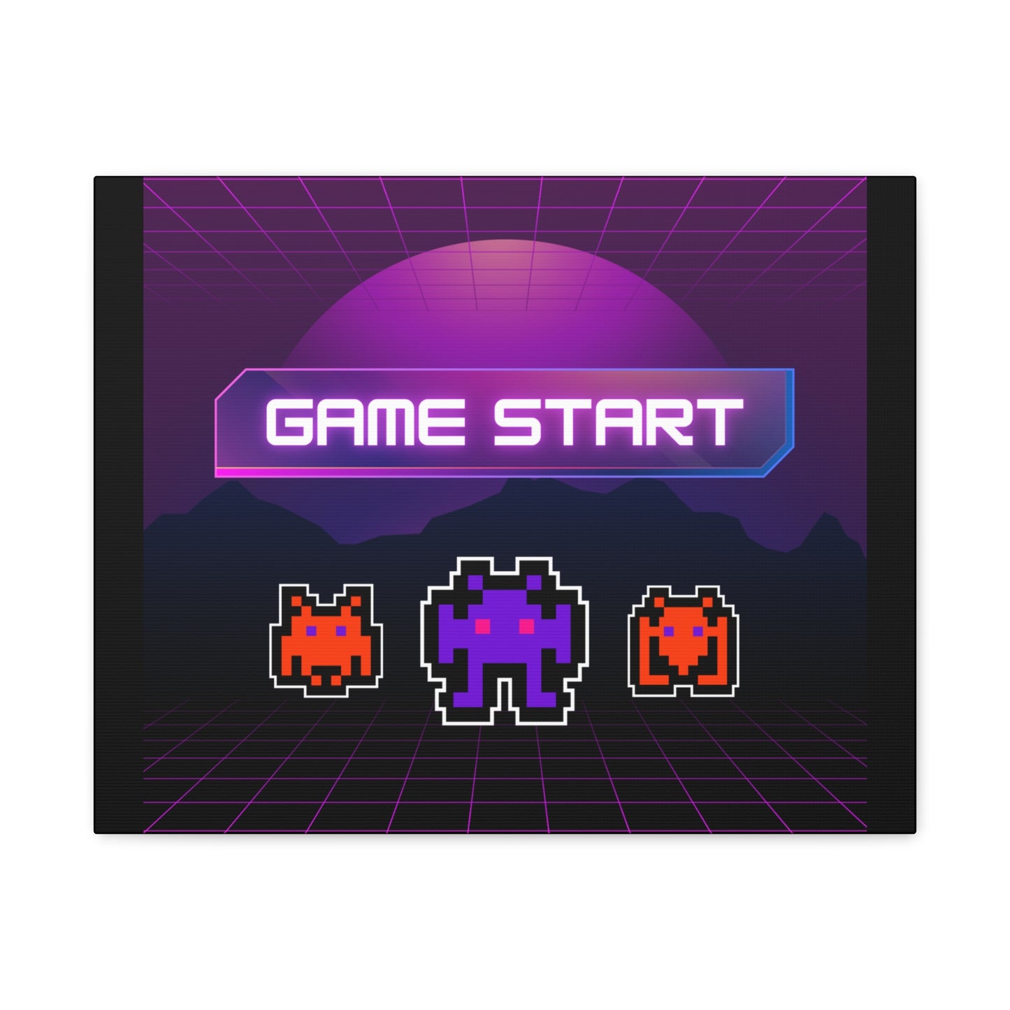 Retro Game Start Canvas Art Print | 80s Gaming Wall Decor, Gamer Gift, Pixel Art, Nostalgic Artwork, Home Decor