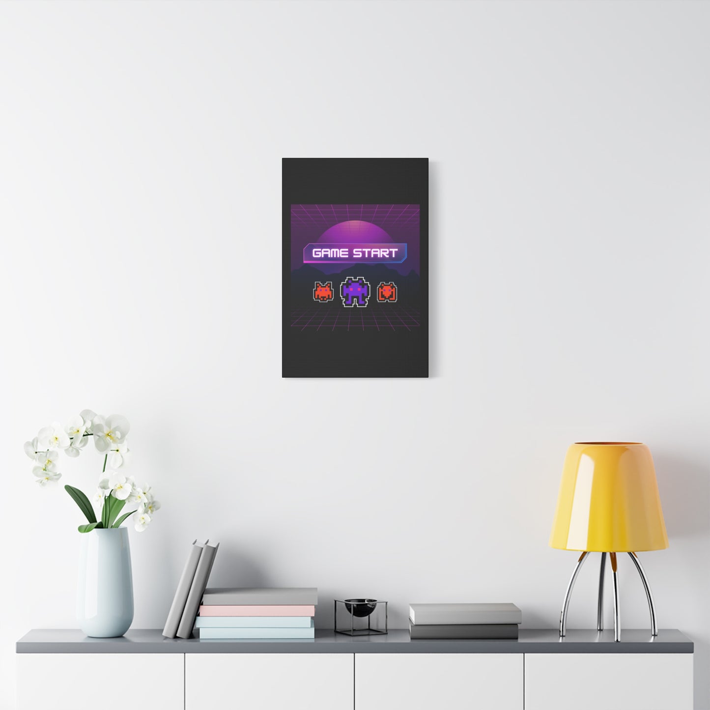 Retro Game Start Canvas Art Print | 80s Gaming Wall Decor, Gamer Gift, Pixel Art, Nostalgic Artwork, Home Decor