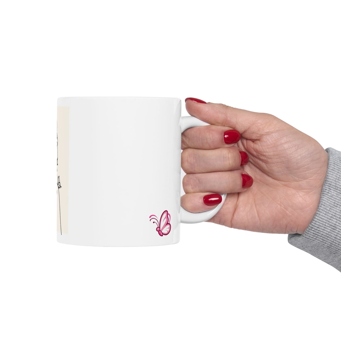 Elegant Butterfly Woman Line Art Ceramic Mug with Butterfly Accents, Perfect Gift for Coffee Lovers, Home Decor, Mother's Day, Self-Care