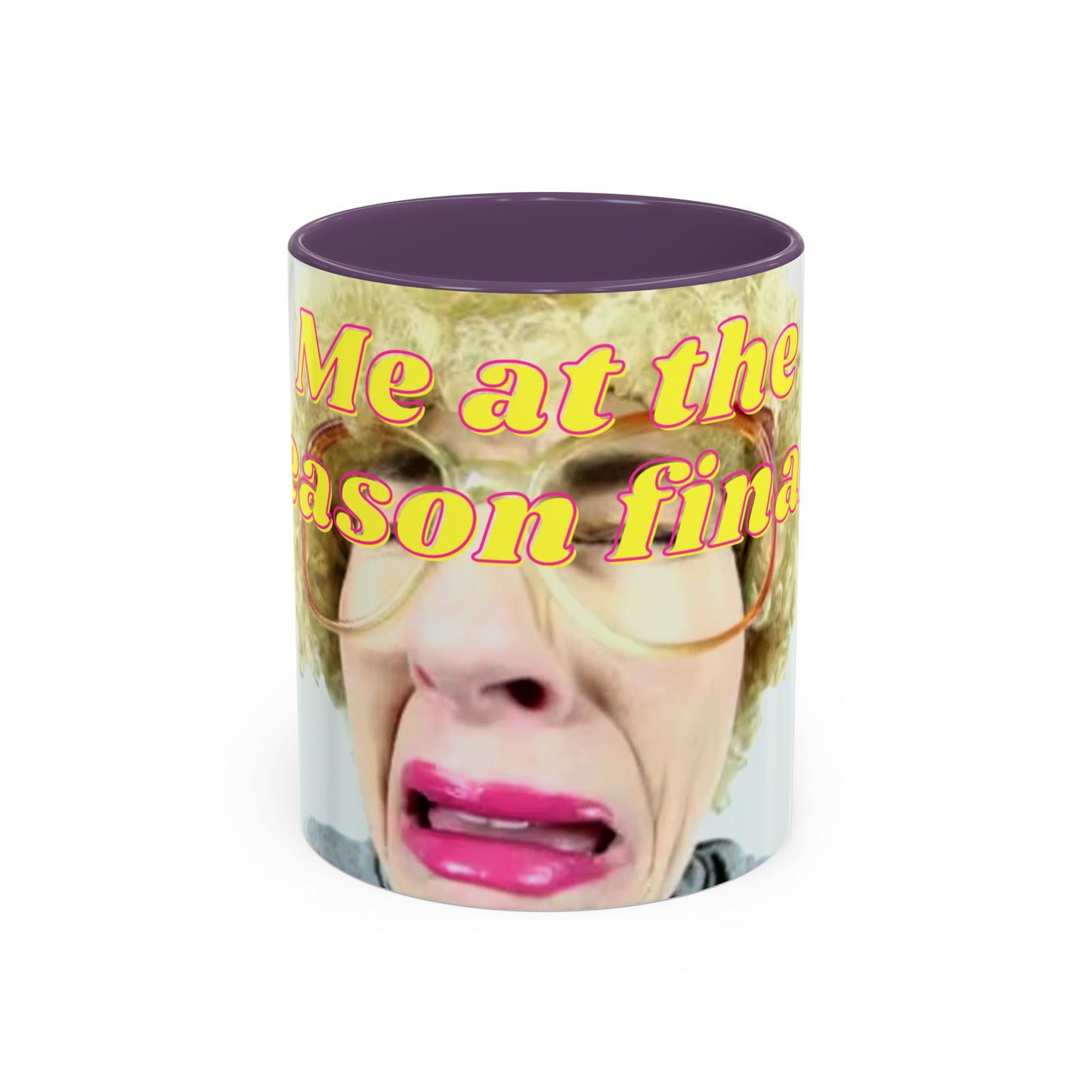 Humorous Accent Coffee Mug, "Me at the season finale", Funny Gift for TV Lovers, Comedy Merchandise, Unique Birthday Present, Fun Housewarming Mug
