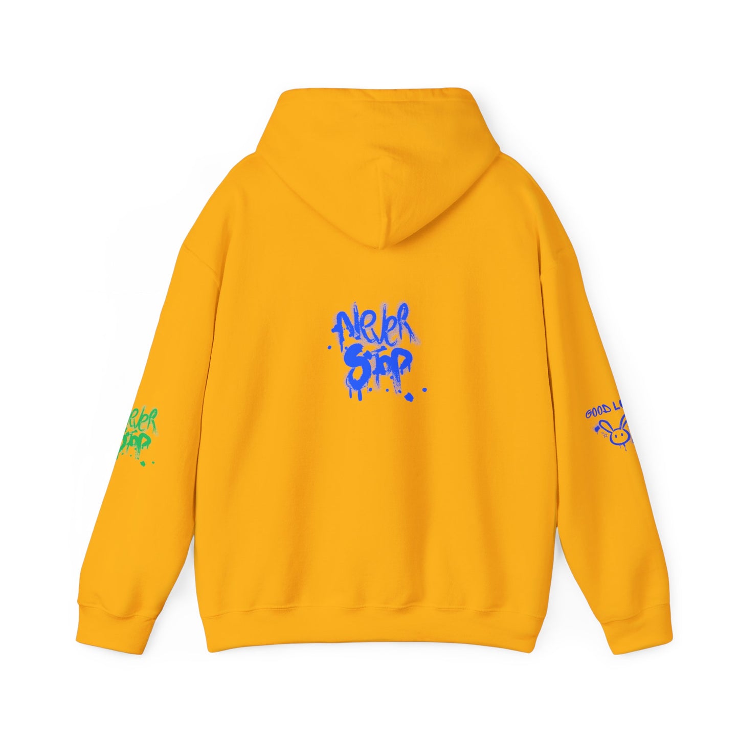 Good Luck Never Stop Unisex Heavy Blend Hooded Sweatshirt | Lucky Easter Bunny Design