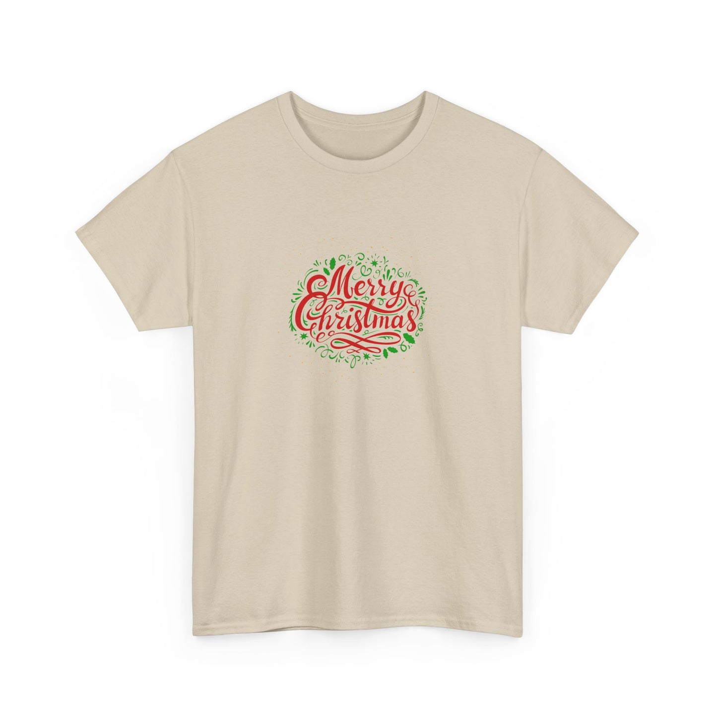 Merry Christmas Unisex Heavy Cotton Tee, Holiday Gift, Casual Wear, Seasonal Apparel, Christmas Party Shirt, Gift for Him/Her